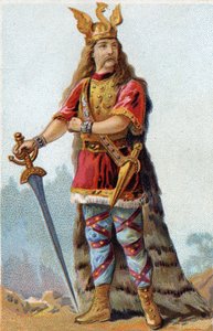 Portrett av Vercingetorix (72-46 f.Kr.), gallernes konge. Kromolitografi rundt 1890. av French School