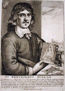 Portrett av Wenceslaus Hollar (1607-77) (gravering) av French School