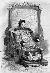 Portrett av Xianfeng (1831-1861), keiser av Kina av Qing-dynastiet. Gravering i "" Le Monde Illustré"" nr. 199 av 2. februar av French School