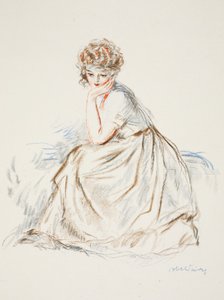 Portrett av en jente (stensiltrykk) av French School