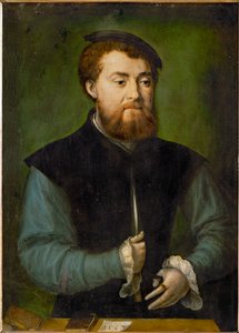 Portrett av en mann med skjegg og beret av French School