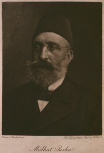 Portrett av Khedive Tawfik, fra LEgypte av Georg Moritz Ebers (1837-98), 1881 (bw gravering) av French School