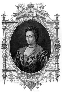 Portrait of the Venetian Bianca Cappello (1548 - 1587), wife of Francois de Medicis (Francesco de Medici). Engraving of 1862 in “” The Queens of the World”” by our first writers. Book published under the direction of J. G. D. ARMENGAUD. av French School
