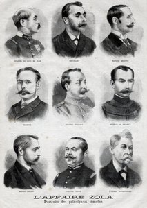 Portretter av hovedvitnene i Dreyfus Zola-affæren i "Le Petit Journal", 27. februar av French School