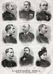 Portretter av hovedvitnene i Dreyfus Zola-affæren i "Le Petit Journal", 27. februar av French School