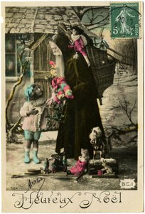Postkort: Happy Christmas, Mary (trykt papir) av French School