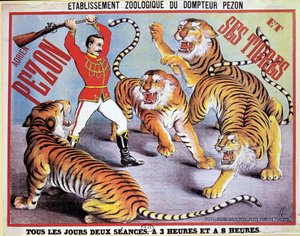 Plakat som reklamerer for Adrien Pezon and his Tigers, ca. 1897
