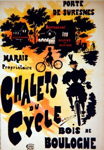 Plakat som reklamerer for Chalets du Cycle, Bois de Boulogne, nær Porte de Suresnes av French School
