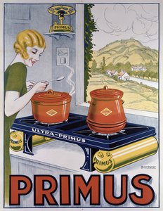 Plakat som reklamerer for Primus-komfyren, trykt av Dampenon & Elarue