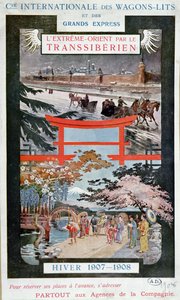 Plakat som reklamerer for Trans Siberian Railway, vinteren 1907-8