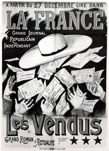 Plakat som reklamerer for romanen Les Vendus som omhandler Panama-affæren, ca. 1892-95