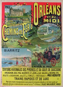 Plakat som reklamerer for jernbanene i Orleans og Midi, Frankrike