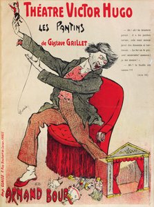 Plakat for Les Pantins av Gustave Grillet ved Theatre Victor Hugo, sent på 1800-tallet