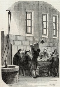 Innlegg: Sortering av brev for avdelinger og i utlandet - Gravering i "Tableau-de-Paris" av Edmond Texier 1852 av French School