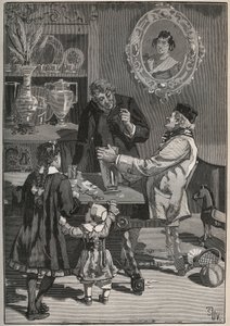 Potichomy, en prosess fra 1800-tallet for å imitere porselensvaser fra Kina og Japan. Gravering fra 1880 i "" Les arts et metiers illustres"" av Adolphe BITARD. av French School