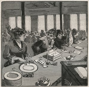 Keramikk: maleverksted på porselen på 1800-tallet i Frankrike. Gravering fra 1880 i "" Les arts et metiers illustres"" av Adolphe BITARD. av French School