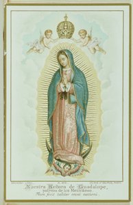 Bønnekort som viser Vår Frue av Guadalupe, ca. 1900 av French School