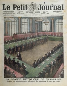 Presentasjon av de allierte fredsforholdene for de tyske delegatene 7. mai 1919 i Versailles, forside av Le Petit Journal, 25. mai 1919 av French School