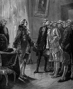 Presentation to the King of France Louis XVI of the proposal for the creation of the Conservatoire des arts et metiers in 1783. av French School