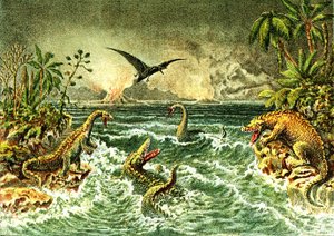 Primitiv verden (med dinosaurer) - Sekundær periode av forhistorie av French School