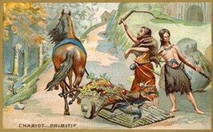 Primitiv vogn (chromolitho) av French School