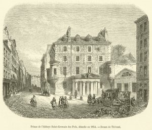 Fengsel i Saint-Germain des Pres Abbey, revet i 1854 (gravering) av French School