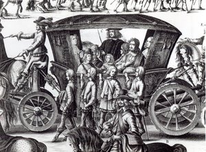 Prosesjon av inntoget av den unge kongen Ludvig XIV som barn i byen Paris den 18. august 1649, detalj av French School