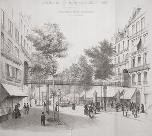 Prosjekt for et overjordisk metrosystem i Paris, 1886 av French School