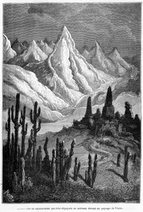 Imaginær projeksjon av et landskap av Venus - i "Les Terres du Ciel"" av Camille Flammarion, red. Marpon & Flammarion, Paris av French School