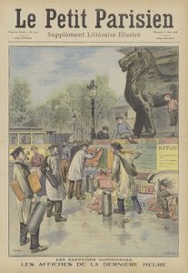 Setter opp plakater for det franske kommunevalget (farge litho) av French School