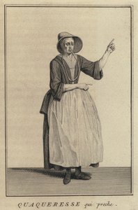 Quaker-kvinne som forkynner (gravering) av French School