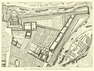 Saint-Paul og Arsenal-distriktet i 1650, faksimile av planen til Gomboust av French School