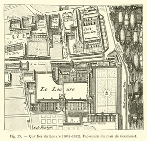 Louvre-distriktet, 1648-1652, faksimile av kartet over Gomboust av French School