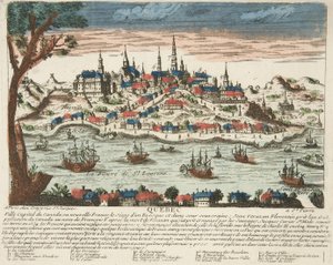 Quebec, pub. C. 1650 (håndfarget gravering) av French School