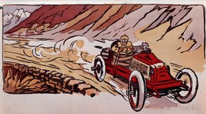 Kappløp mellom Paris og Wien: en Renault-bil satte fartsrekord på 15 timer, 46 minutter og 41 sekunder over en distanse på 1419 kilometer av French School