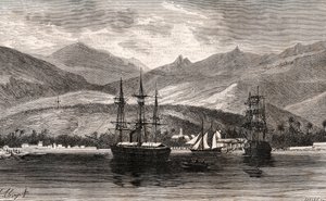 Rade de Taiti - Tahiti - gravering i "La France illustrée: geografi, historie, statistisk administrasjon" av V.A. Malt-Brown. 1884 av French School