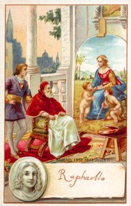 Raphael og pave Julius II (chromolitho) av French School