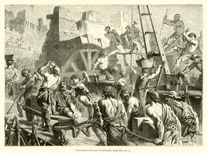 Rekonstruksjon av Jerusalems murer (gravering) av French School