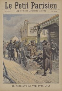 Gjenoppretting av et stjålet Van Dyck-maleri i Belgia (farge litho) av French School