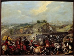 Religiøse kriger: "" Henry IV i slaget ved Ivry den 14/03/1590" Slaget ved Ivry den 14/03/1590 så seieren til den kongelige hæren mot den katolske ligaen. Maximilian av Bethune, hertugen av Sully, kongens minister, ble skadet der. Maleri av Fren av French School