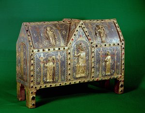 Relikvieskrin av St. Calminius, Limoges (kobber og champleve-emalje)