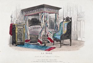 Interiør i renessansestil revidert og tolket i smaken av Napoleon III-tiden, gravering fra magasinet La Mode (Fashion), Frankrike av French School