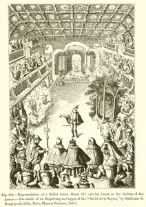 Representasjon av en ballett for Henri III og hans domstol, i Louvre-galleriet av French School