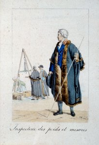 Representasjon av en inspektør av vekter og mål. av French School