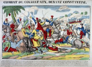 Representasjon av slaget ved Coudiat Aty, før Konstantin, som førte til erobringen av Konstantin 13. oktober 1837. Bilde av Epinal av French School