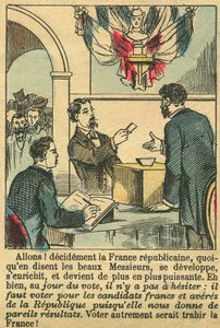 Det republikanske Frankrike fortjente franskmennenes stemme. Gravering i «Le Figaro, supplement», 30.03.1889, Paris. Coll. Selva. av French School