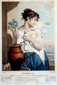 Republikansk kalender: Årets germinal II (21. mars). Gravering av Tresca etter Laffitte av French School