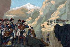 Reserve army campaign in 1800: Passage of the Simplon by General Bethencourt in May 1800. av French School
