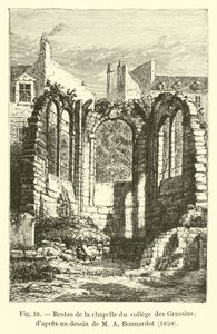 Rester av kapellet til College des Grassins; etter en tegning av MA Bonnardot, 1850 av French School