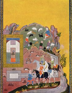 Rider and his harem, illustrasjon for The Arabian Nights, 1895 (fargegravering) av French School